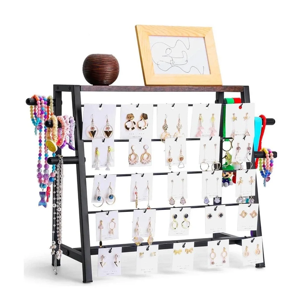 5 Tier Earring Design Stand Jewelry Organizer Stand With 31 Hooks Triangular Des